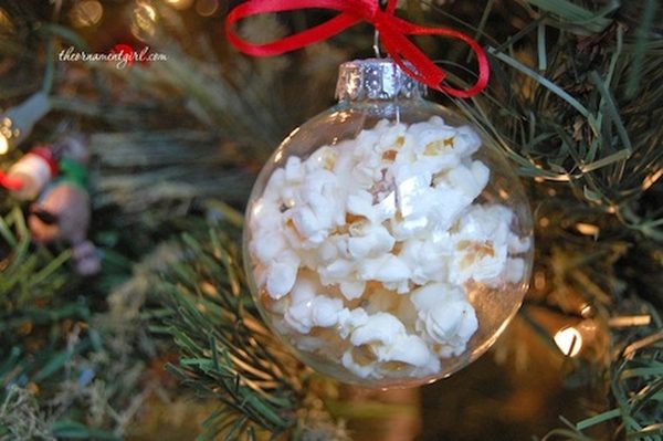 DIY Christmas Ornaments Filled with Popcorn